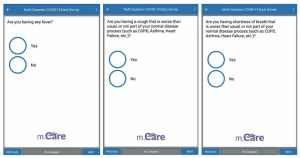 Sample Survey Question on m.Care App for COVID-19